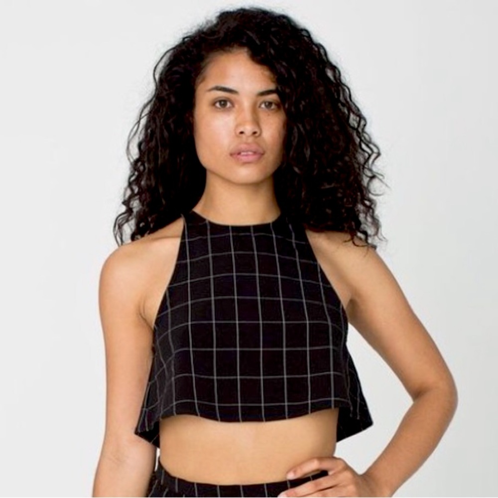 American Apparel Lulu Grid Open Back Crop Tank XS